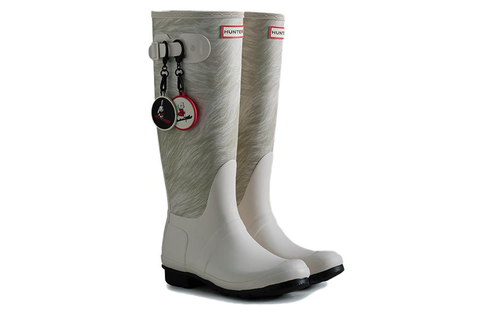 HUNTER Waterproof And Slip Resistant Slip Resistant Rain Boots Women"s Pearl White