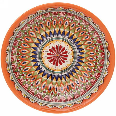 Ляган глубокий 34см оранжевый Риштанская Керамика