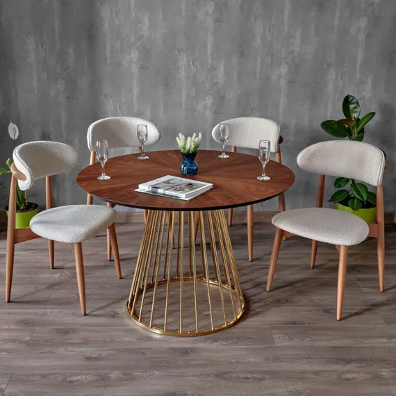 Стул Mod, бежевое букле, ножки цвета орех