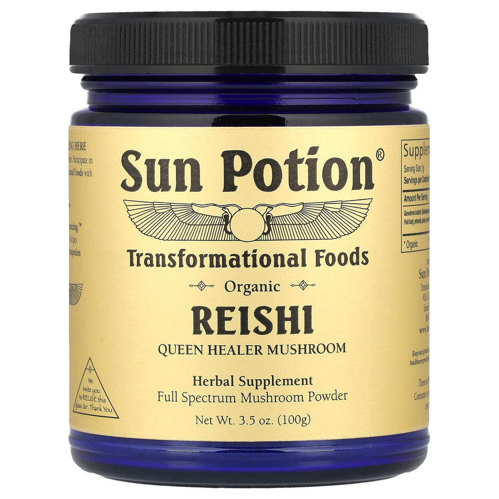 Sun Potion, Органические грибы рейши в виде порошка, 100 г