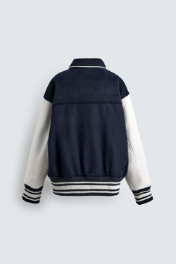 ZARA X DISNEY БОМБЕР VARSITY С ВЫШИВКОЙ DONALD DUCK, МОРСКОЙ СИНИЙ