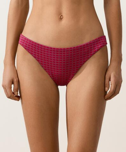 OYSHO Классические трусики-бикини с геометрическим жаккардовым узором, цвет фуксии
