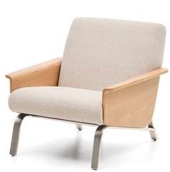 Кресло Amsen, бежевое с подлокотниками из шпона дуба
