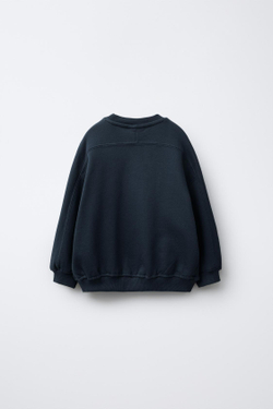 ZARA ТОЛСТОВКА С ТЕКСТОМ И НАШИВКОЙ, СИНИЙ