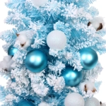 Елка декоративная «Нежность» 90 см, ПВХ с белым напылением (136 веток), Голубой