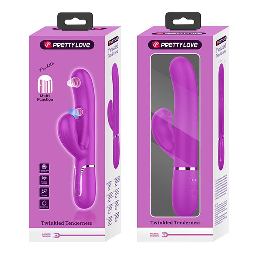 Лиловый вибратор-кролик 22,8см с пульсацией Pretty Love Perdita BW-500015