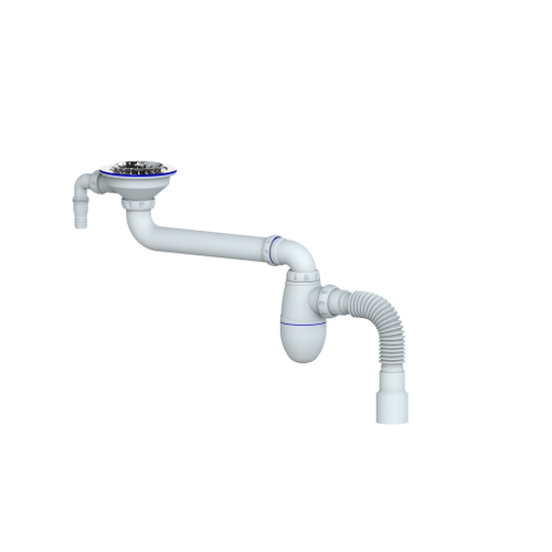 Сифон 3 1/2 BC10V со смещением, с носиком, с гофрой 40*40/50 UNICORN