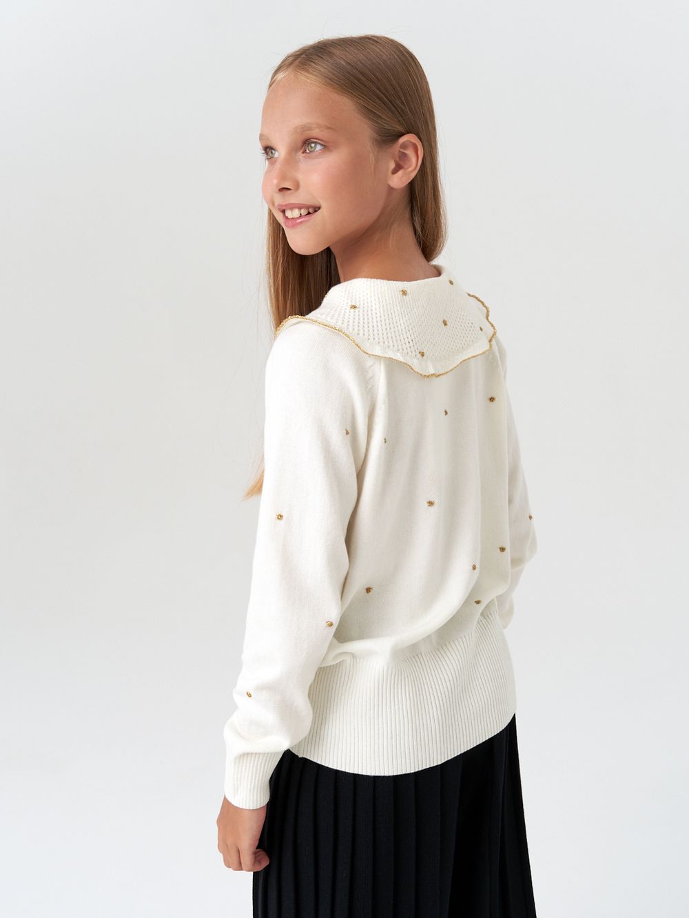 Джемпер для девочки с длинным рукавом AT977-1 молочный