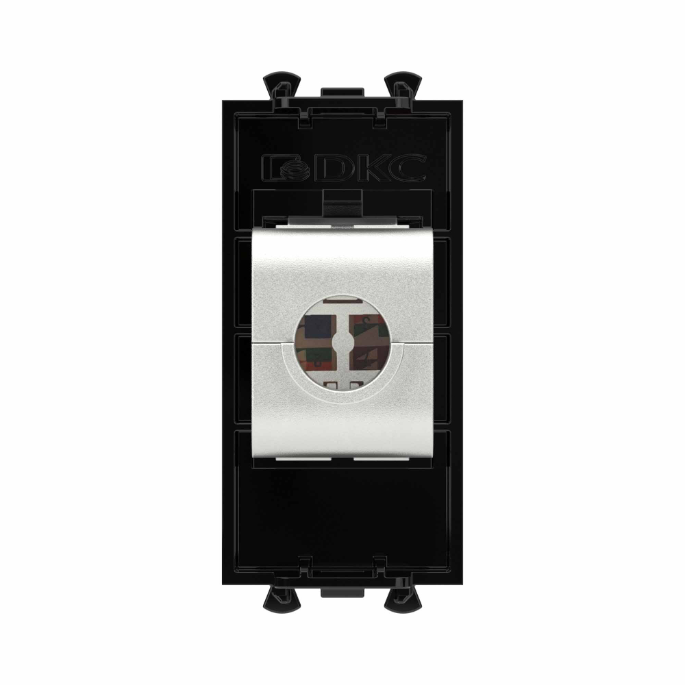 Компьютерная розетка RJ-45 без шторки модульная, кат.6А экранированная, "Avanti", "Черный квадрат", 1 модуль