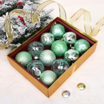 Новогодние шары «Зимняя нежность» 8 см (набор 12 шт), Мятный