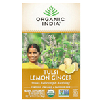 Organic India, чай с тулси, лимоном и имбирем, без кофеина, 18 пакетиков, 36 г (1,27 унции)
