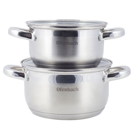 Набор кастрюль 4 предмета (1,1 л; 1,7 л) Ofenbach NB 100003 из нержавеющей стали