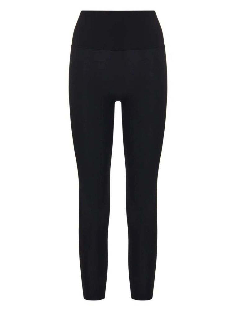 Брюки из кожи с тиснением под крокодила, черный