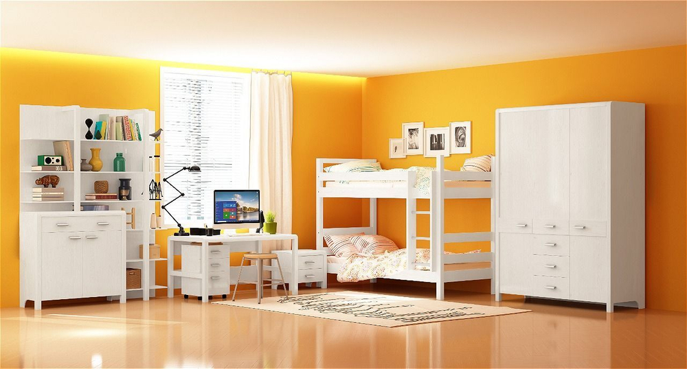 Тумба прикроватная Мадейра 2 ящика из массива сосны, белая, на ножках