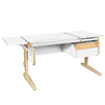 Растущая парта с навесной тумбой и короткой боковой полкой Дэми СУТ 25-04-БК1 (1500×610 мм)