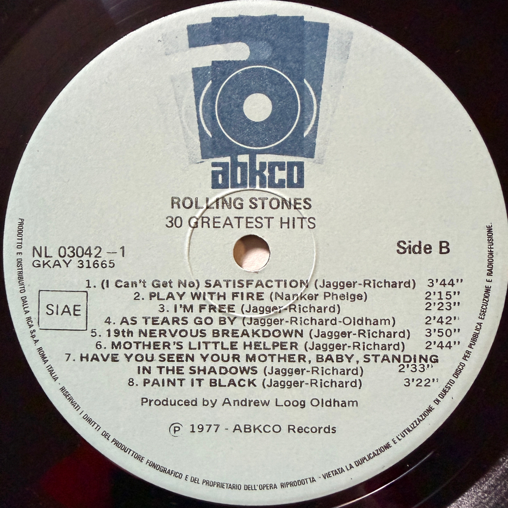 Rolling Stones – 30 Greatest Hits 2LP (Италия 1977г.)