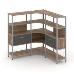 Shelf System Трехсекционный угловой стеллаж четырехярусный с ящиками SN.STMU-431 Дуб Табак/Антрацит/