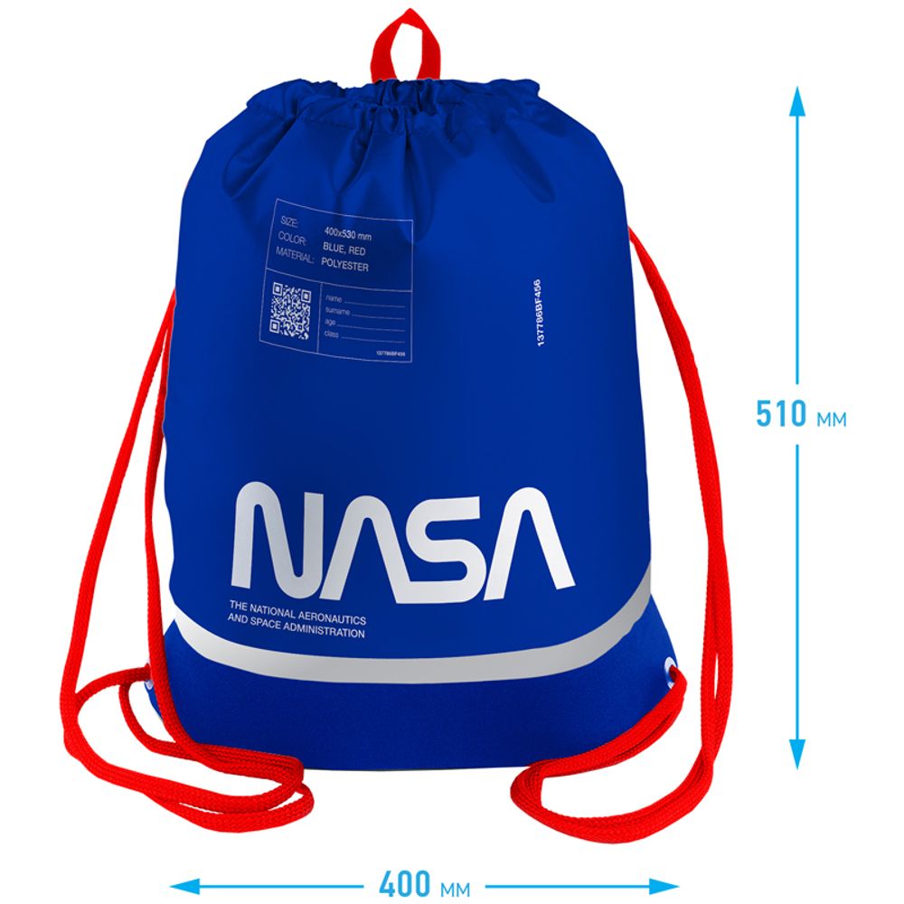 Мешок для обуви 1 отделение Berlingo "Ad Astra", 510*400мм, расшир. дно, светоотражающая лента, карман на молнии