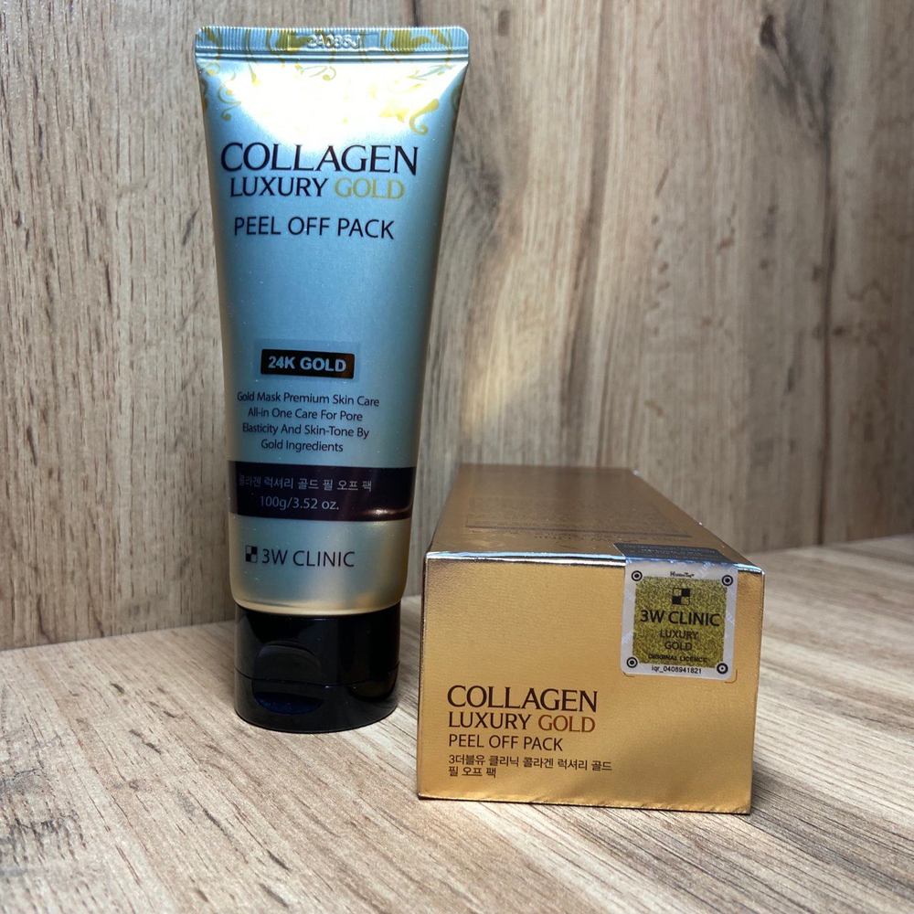 Маска-пленка для лица 3W Clinic Collagen & Luxury Gold Peel Off Pack Лизаты бифидобактерий, коллаген, золото 100 г