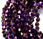 ББЛ005НН4 Хрустальные бусины "биконус", цвет: фиолетовый металлик, размер 4 мм, кол-во: 95-100 шт.