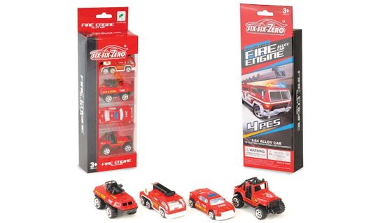 Набор машинок пожарная помощь 4в1 Six-six-Zero красный