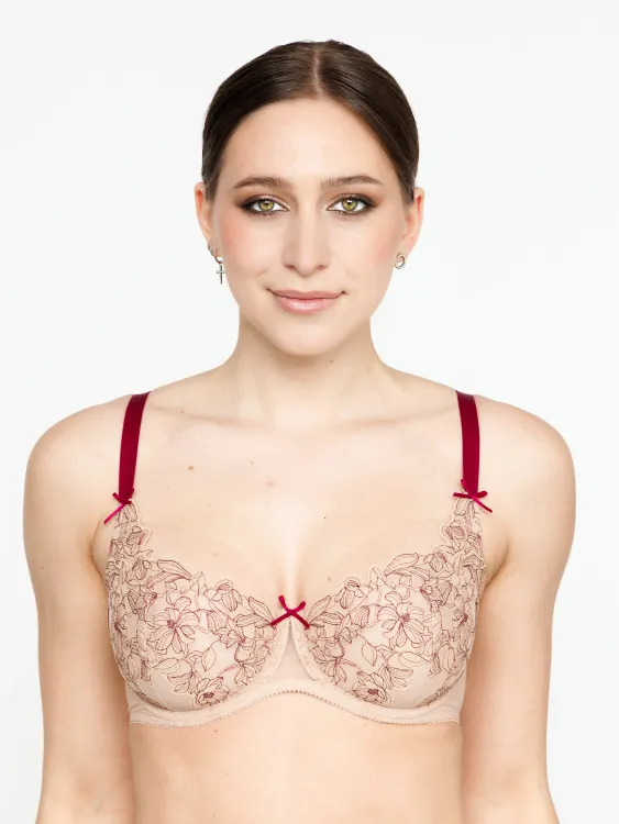 Бюстгальтер Zebra балконет мягкая чаша на каркасах (скин/бургундия)