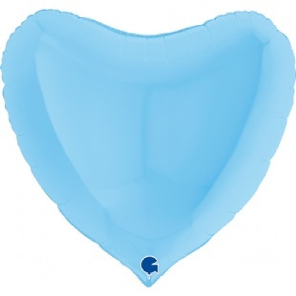Шар-сердце 36"/91 см, фольга, голубой матовый/macaron (БГ-150)