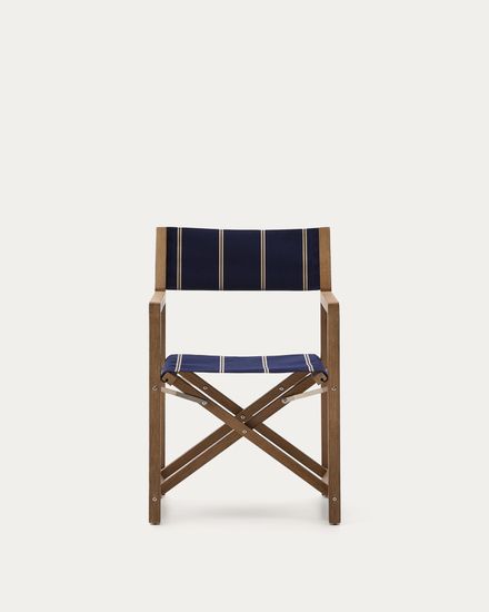 Уличный складной стул Vilara в сине-бежевую полоску из акации