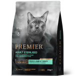 Сухой корм Premier Cat Lamb&Turkey STERILISED для стерилизованных кошек свежее мясо ягненка с индейкой 8 кг