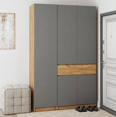 Шкаф + пенал (1400*2200*500) Корпус Крафт / Фасад Графит