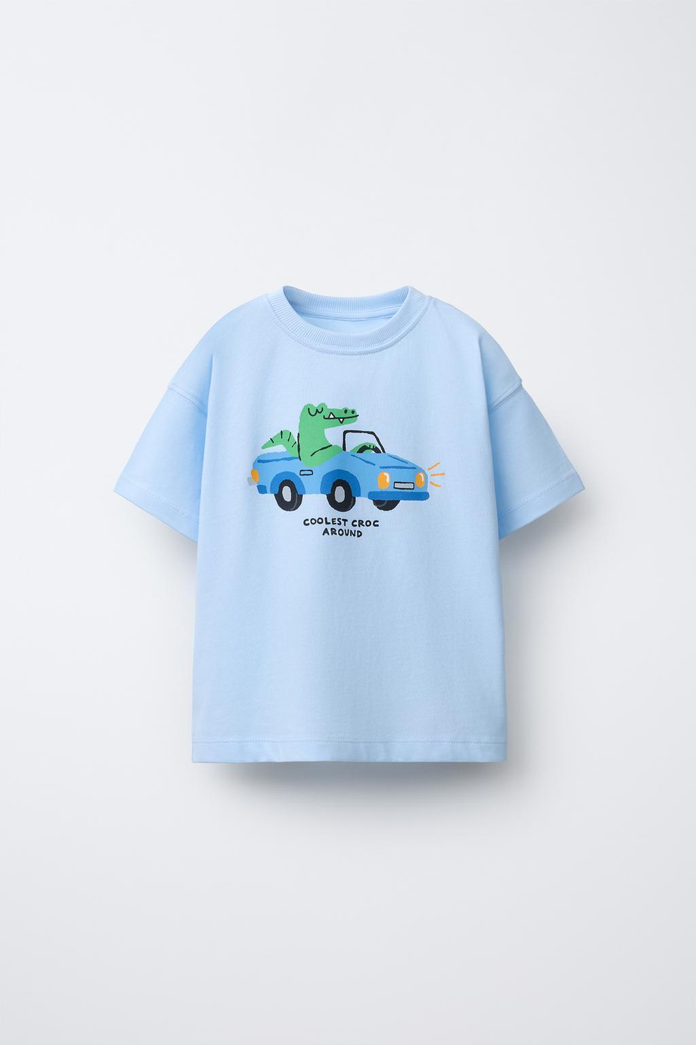 ZARA ФУТБОЛКА С АНИМАЛИСТИЧЕСКИМ ПРИНТОМ, НЕБЕСНО-ГОЛУБОЙ