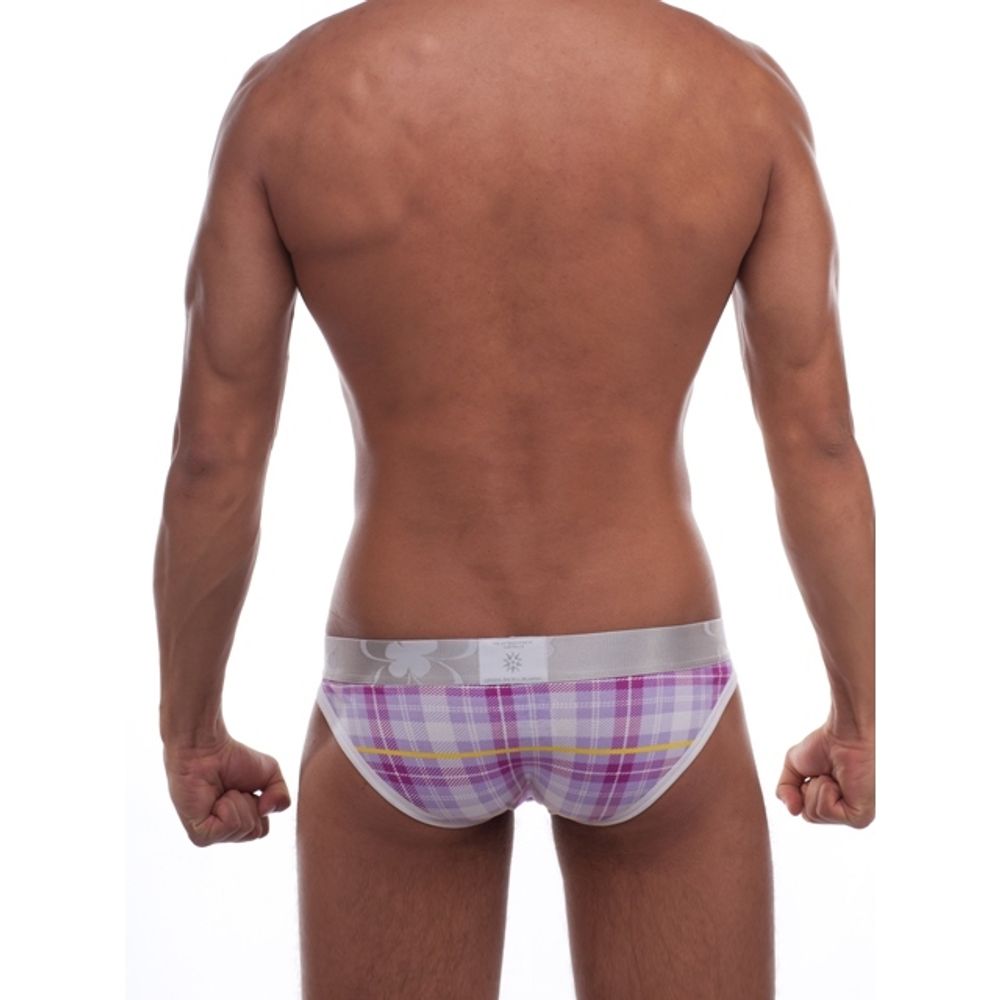 Мужские трусы слипы фиолетовые в клетку  Croota Surfers Paradise
