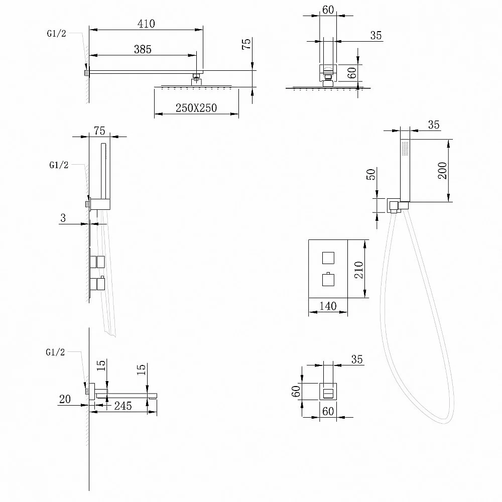 Душевая система ABBER Daheim AF8250 хром
