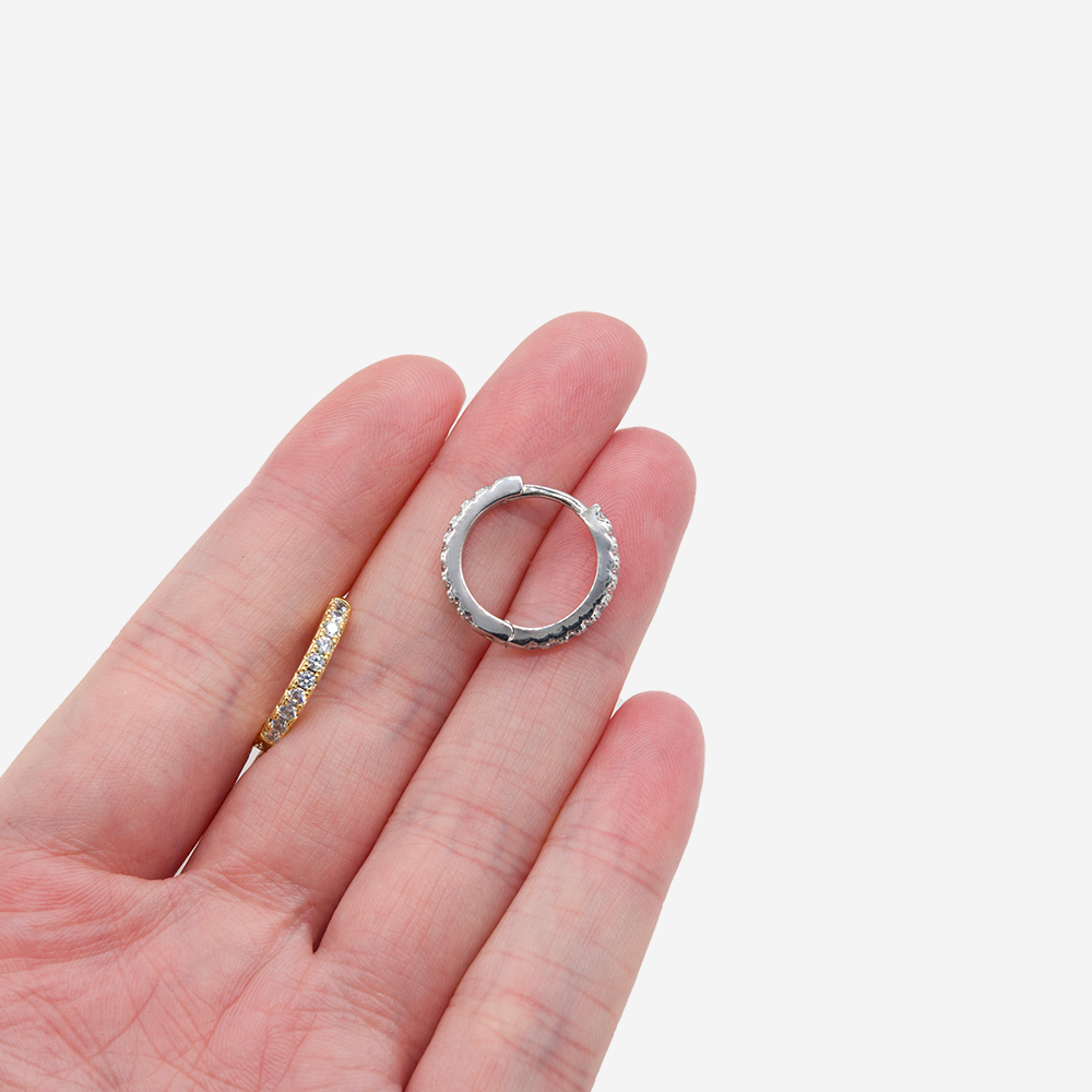 Швензы-кольца с фианитами 16мм, позолота