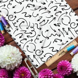 Ткань ниагара чёрные стрелки на бежевом фоне