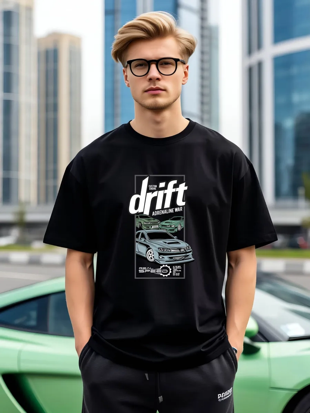 Футболка мужская y2k с принтом машиной