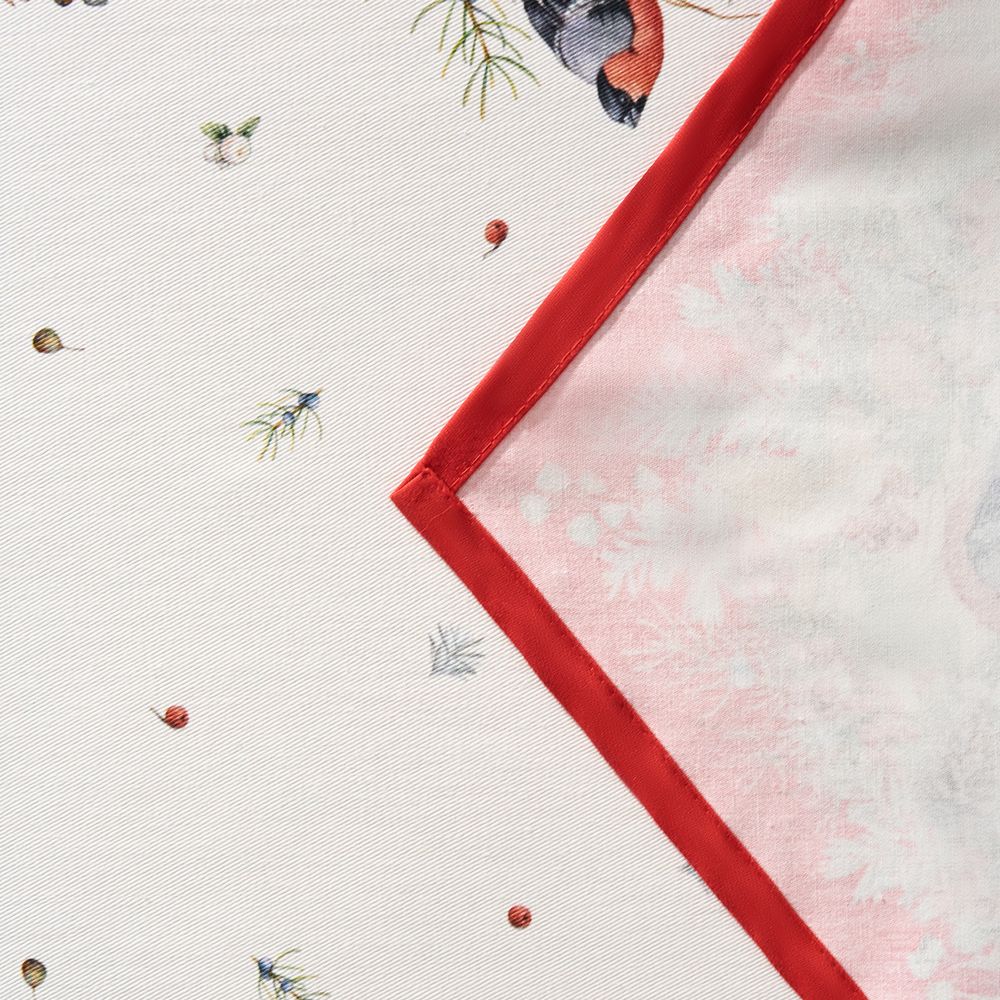 ДОРОЖКА "МОРОЗКО.СНЕГИРИ" 45Х145СМ ,КРАСНЫЙ, 100% ХЛОПОК,ТВИЛ ПРОПИТКА