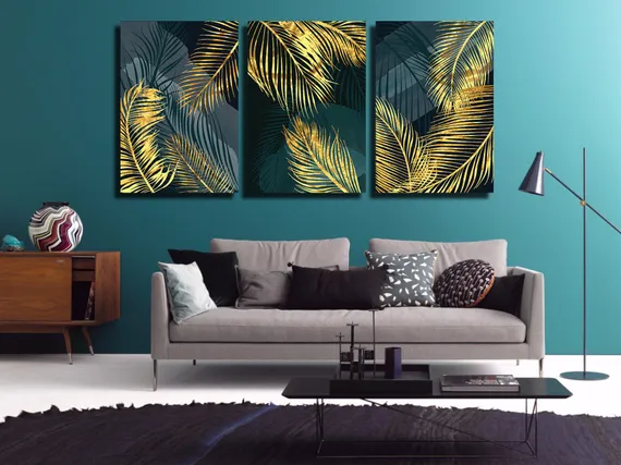 Модульная картина "Тропические пальмовые листья"