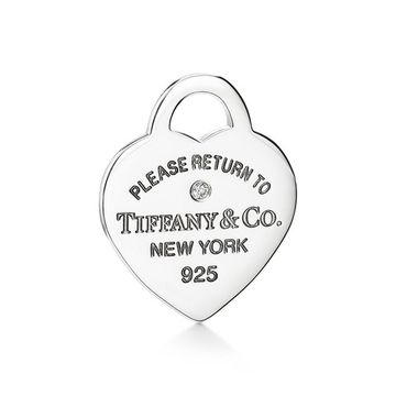 Подвеска Return to Tiffany Red Double Heart Tag в серебре с бриллиантом, размер mini