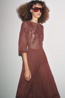 ZARA КОМБИНИРОВАННОЕ ПЛАТЬЕ — ZW COLLECTION, ГРАНАТОВЫЙ