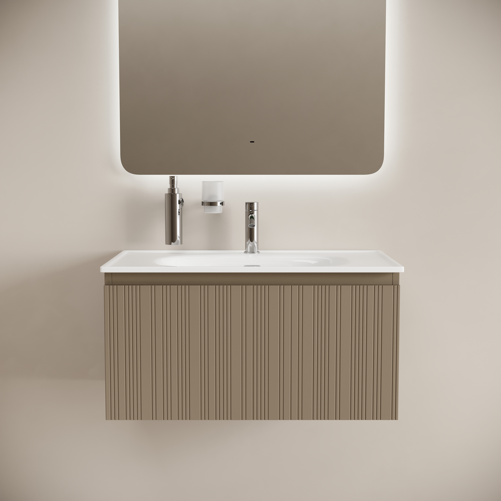 Тумба подвесная SANCOS Code 785х453х400, c одним  ящиком оснащенным доводчиками, цвет серо- бежевый, арт. CD80GB