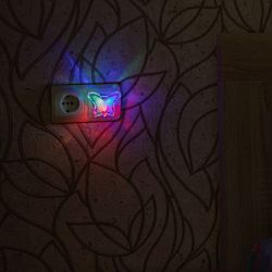 DTL-308-Бабочка-RGB-3LED-0.5W Светильник-ночник. Без выключателя. Блистер