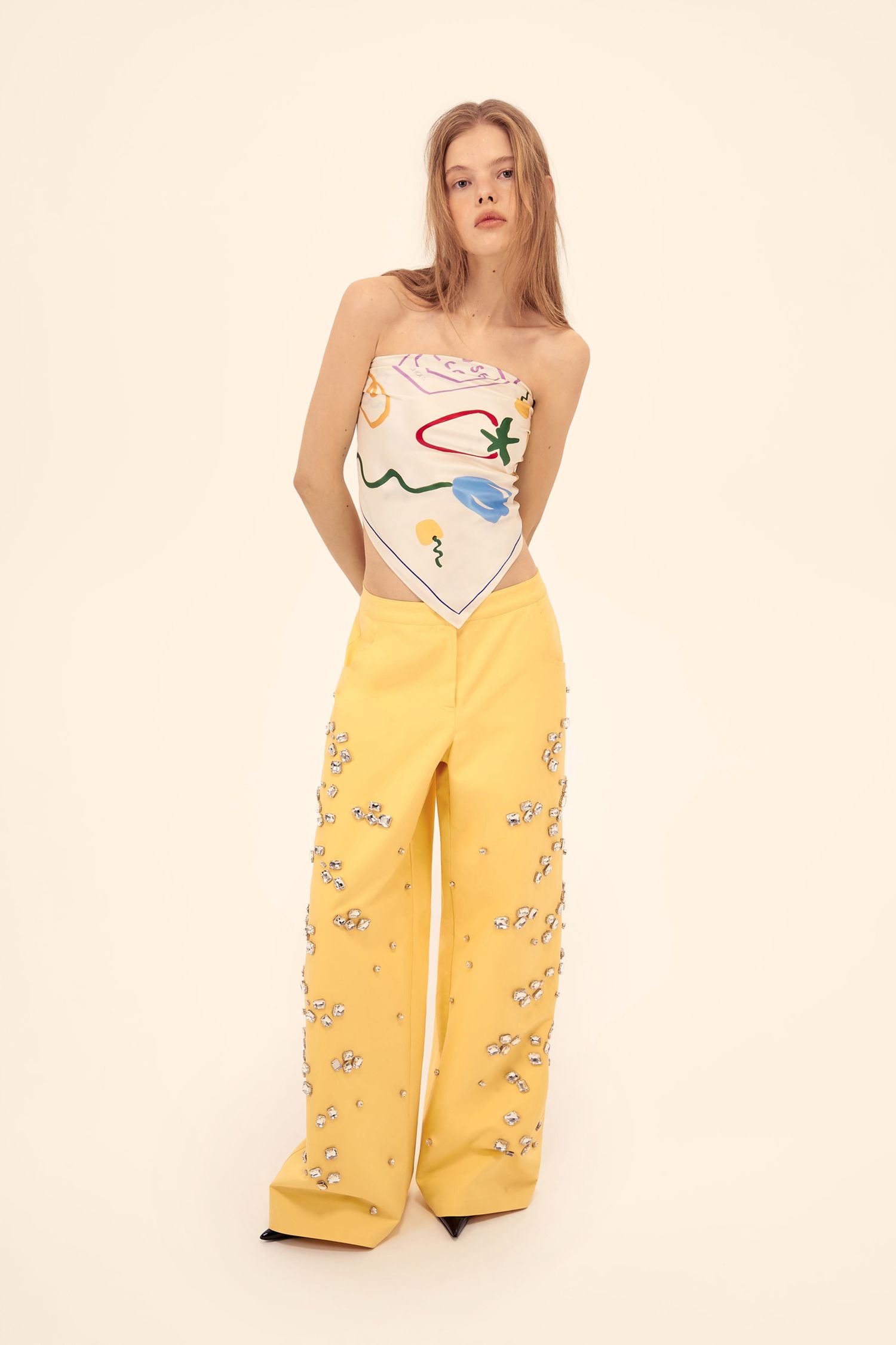 Брюки с камнями (На полном обвесе), желтые
