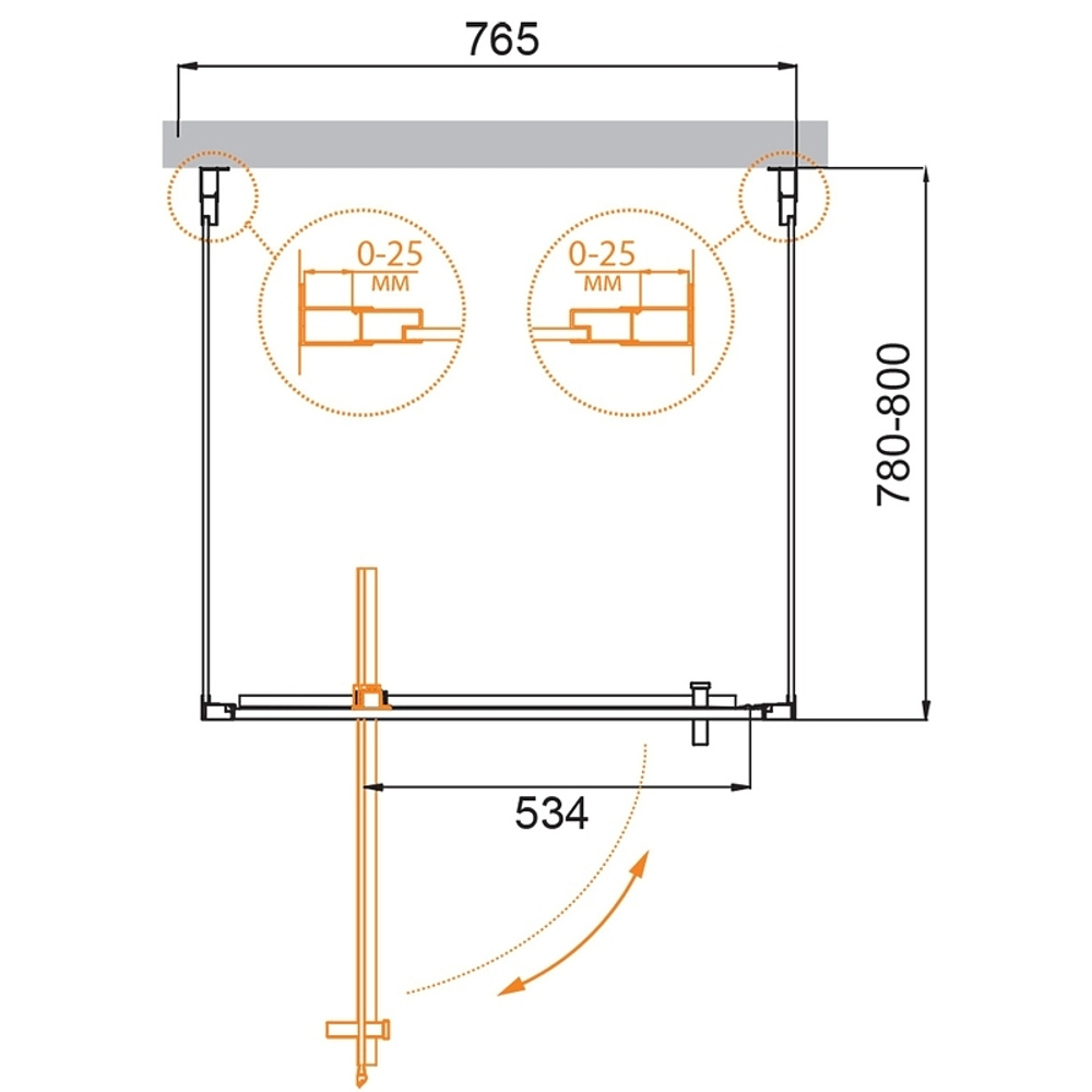Душевой уголок Cezares Molveno 80x80 MOLVENO-BA2-80/80-C-Cr-IV профиль Хром стекло прозрачное