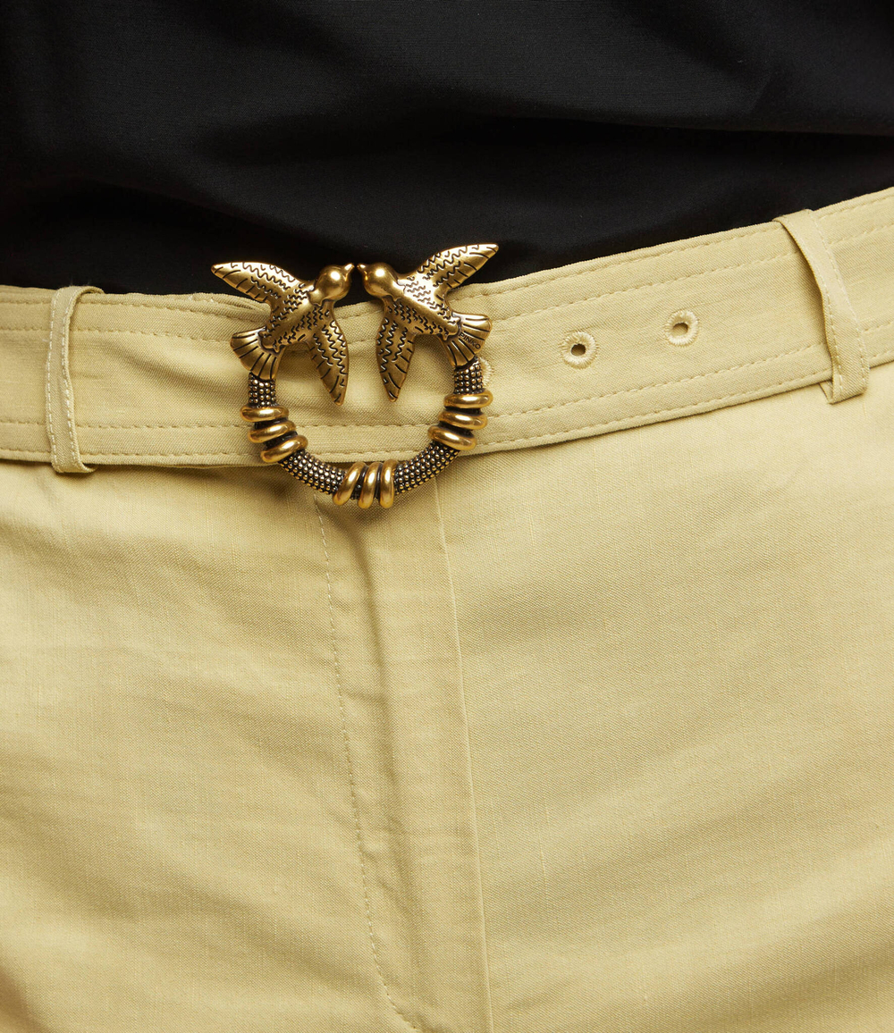 Льняное брюки с ремешком PLAZA Pinko - желтый(1G17CY 7435)