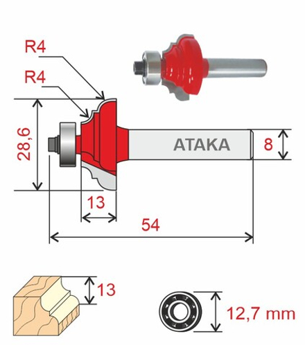Фреза Атака кромочная калевочная D28.6/ф8/H13 (8141000)