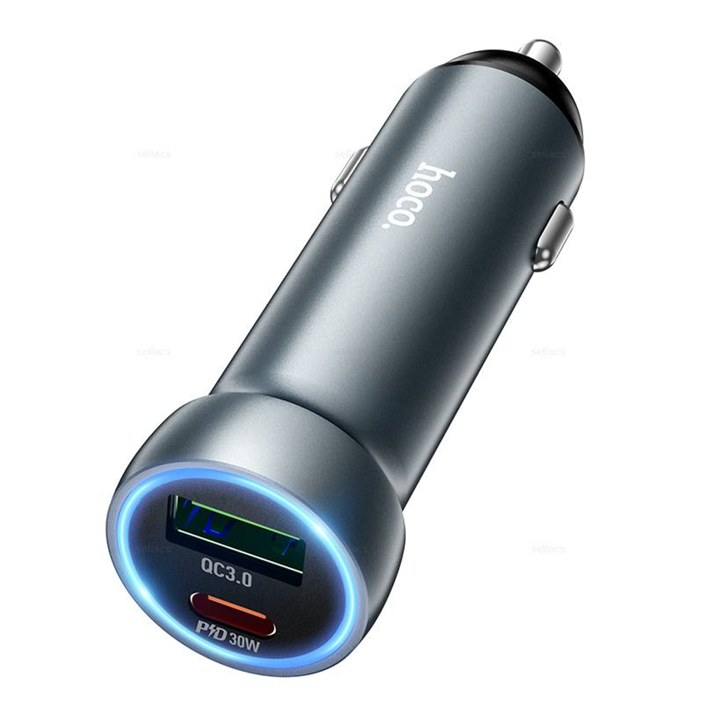Автомобильное зарядное устройство PD30W+QC3.0 Hoco Z54A (metal grey)