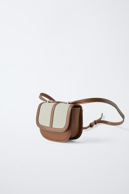 ZARA МИНИ-СУМКА С ПЛЕЧЕВЫМ РЕМНЕМ, ЭКРЮ