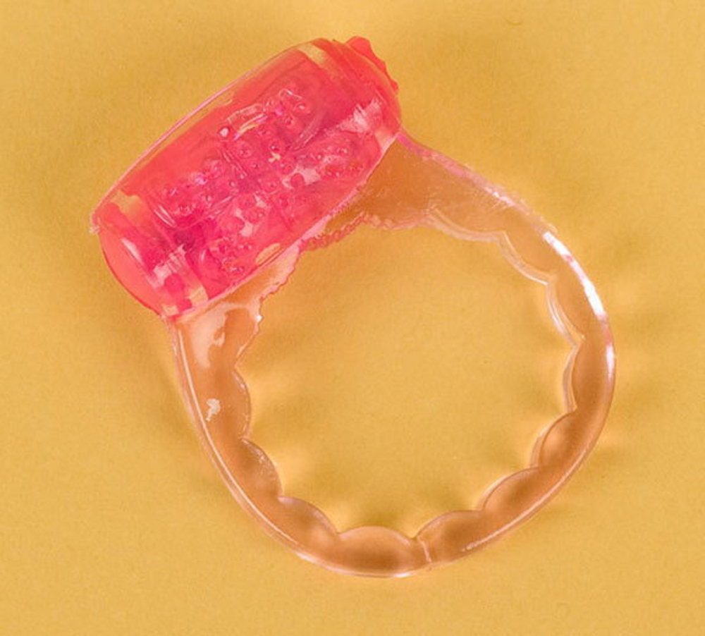 Розовое эрекционное кольцо с вибратором