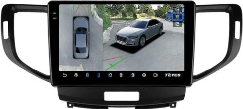 Магнитола для Honda Accord 8 2008-2012 (ШГУ монохром, рамка вниз) - Teyes CC3-2K-360 монитор 9.5" 2K QLED на Android 10, Быстрая, CarPlay, 4G SIM-слот, 4 камеры в комплекте